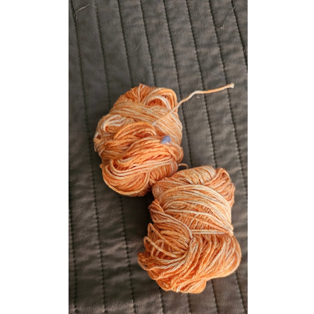 Variegated Orange and Cream Hand Wound Yarn Cakes Lot of 2 Fiber Art Supplies